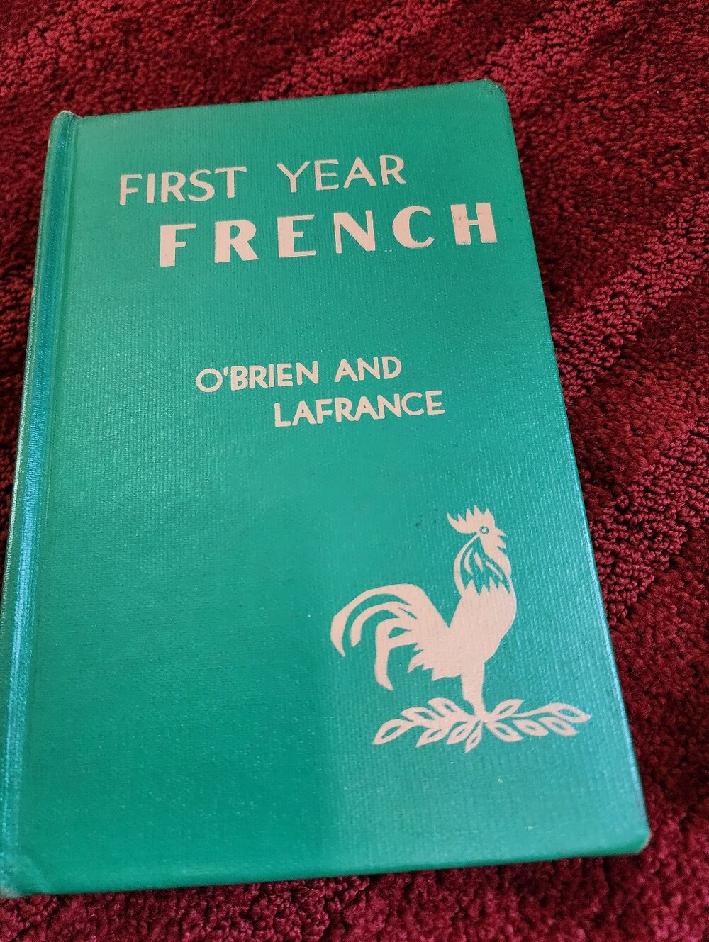 Antique book First Year French textbook Rooster